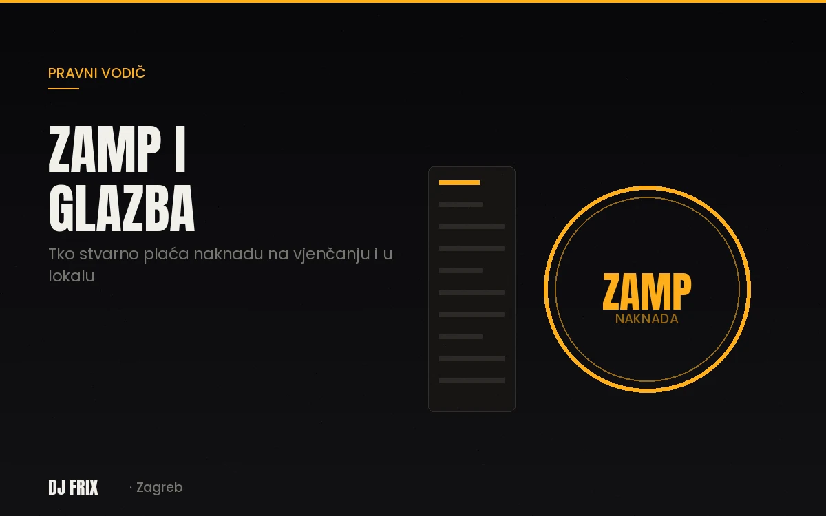ZAMP naknada za glazbu na vjenčanju i u lokalu, vodič DJ Frix